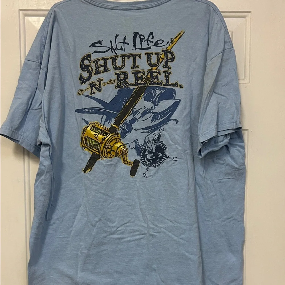 (👀3 For $20) Salt Life Men’s 2XL Light Blue Fishing Graphic Tee - Picture 1 of 3